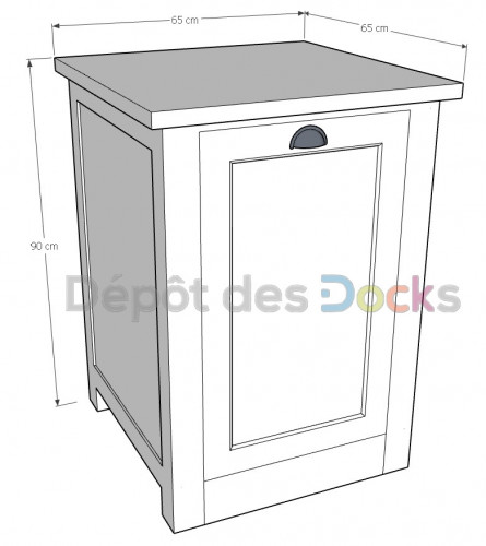 Meuble Lave vaisselle encastrable en bois Massif ROMANE - 65x65x90cm