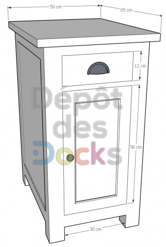 Meuble bas de cuisine ROMANE - 50x65x90 cm