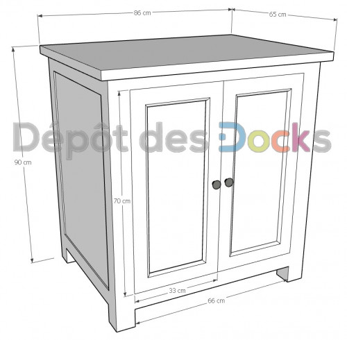 Meuble bas de cuisine ROMANE - 86x65x90 cm