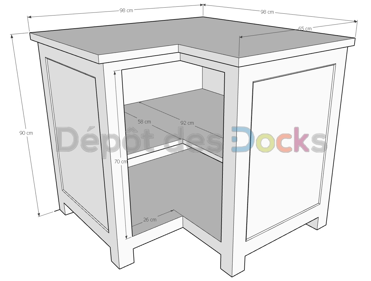 Acheter meuble d'angle de cuisine - Zinc & Pin massif