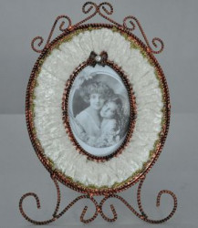 Cadre baroque velours ivoire