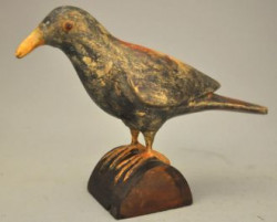 Statue oiseau en bois lazuré