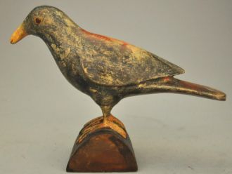 Statue oiseau en bois lazuré