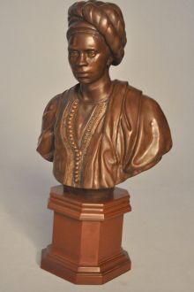 Buste bronze homme enturbanné socle en bois