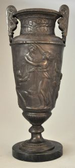 Urne en bronze et socle en marbre