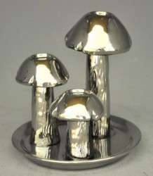 bougeoir argenté design champignons