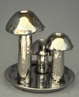 bougeoir argenté design champignons