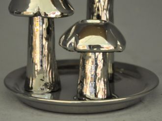 bougeoir argenté design champignons