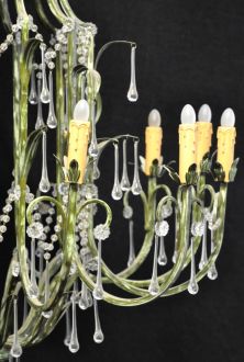 Lustre en tôle peinte verte style Napoléon III