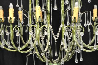 Lustre en tôle peinte verte style Napoléon III