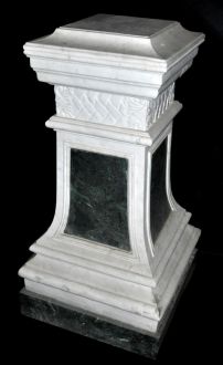 Paire de colonnes vertes et blanches en marbre