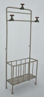 Porte-parapluie tuyaux et robinets fer forge
