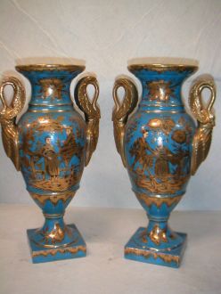 Paire de vases bleues