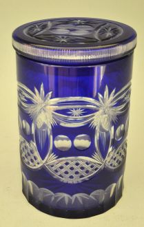 Pot en verre style boheme bleu