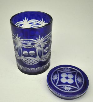 Pot en verre style boheme bleu