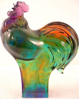 Coq multicolor en cristal