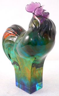 Coq multicolor en cristal