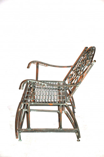 Banc "Balancelle" rocking chair de jardin en Fer Forgé Vert de Gris