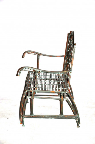 Banc "Balancelle" rocking chair de jardin en Fer Forgé Vert de Gris