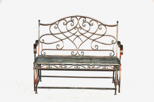 Banc "Balancelle" rocking chair de jardin en Fer Forgé Vert de Gris