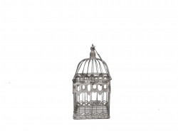 Petite Cage en fer forgé patinée gris clair vieillie