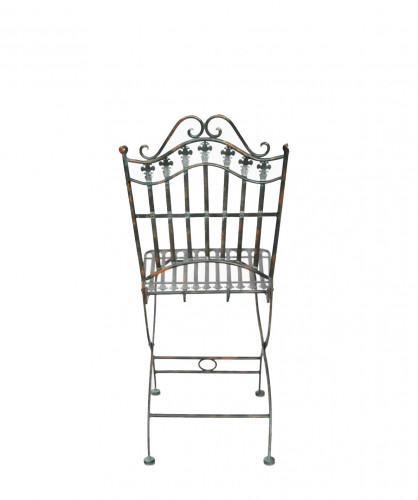 Chaise pliante fer forge de jardin fer plein