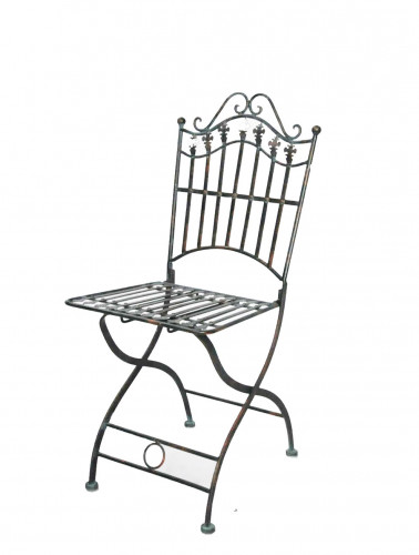 Chaise pliante fer forge de jardin fer plein