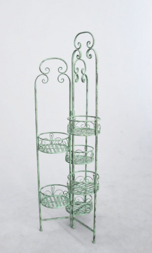 Jardinière Porte-Plantes en Fer Forgé patine vert