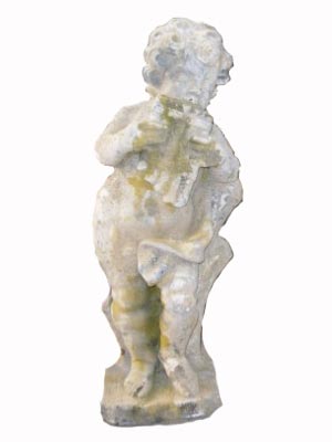 Angelot petit modèle joueur de flûte de pan en pierre reconstituée - Hauteur 70 cm