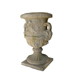 Vase décors angelot en pierre reconstituée - Hauteur 140 cm