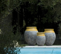 Jarre de forme olive patine classique - Hauteur 70 cm