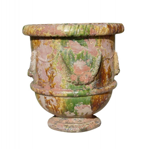 Vase provençal modèle Guirlande finition émaillée intégrale - Hauteur 80cm