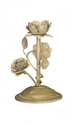 Bougeoir roses en metal  deco de table fleurs