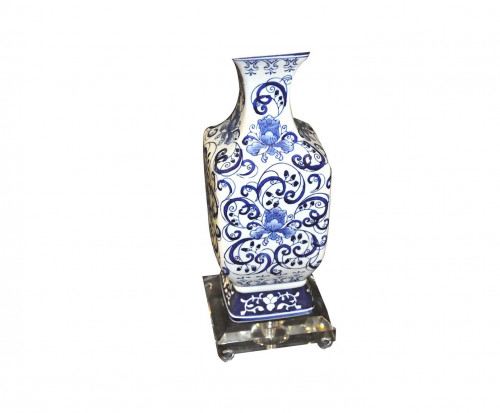 Lampe de sejour porcelaine bleue de style Chinoise