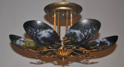 Lustre en pâte de verre  Bleue façon Daum