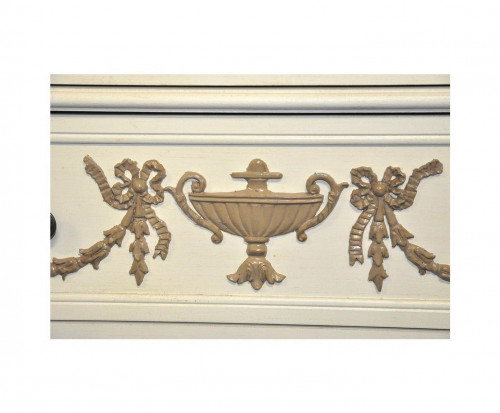 Commode shabby style Louis XVI blanche & chocolat