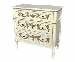 Commode shabby style Louis XVI blanche & chocolat