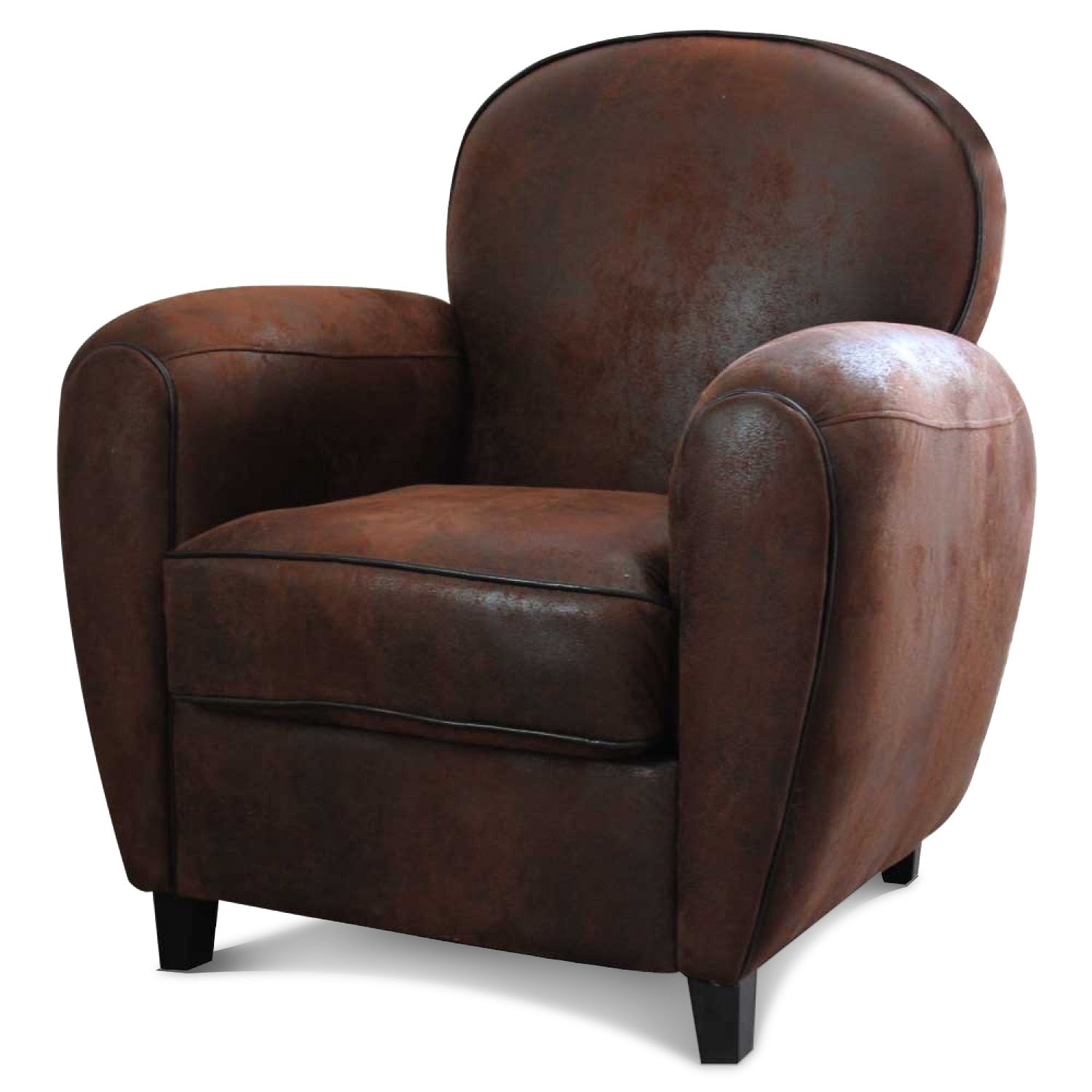 Fauteuil Club en microfibre effet croûte de cuir  Demeure et Jardin