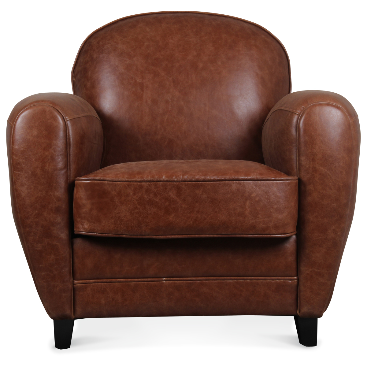 Fauteuil Club en cuir marron Vintage Industriel  Demeure et Jardin