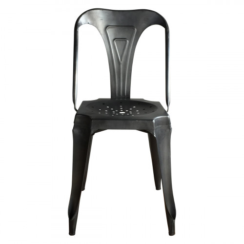 Chaise en métal style Vintage Industriel Noire Patinée