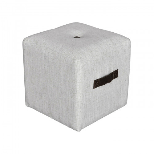 Tabouret Pouf carré facon lin ivoire