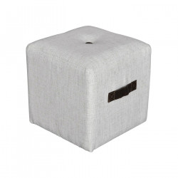Tabouret Pouf carré facon lin ivoire
