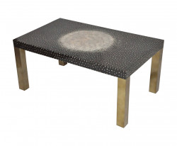 Table Basse design laque noire et bronze