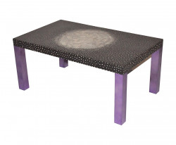 Table basse design laque noire pieds violets
