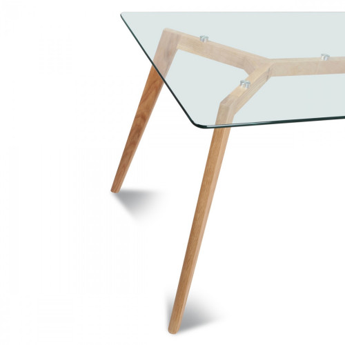 Table Rectangulaire Plateau de verre Style Scandinave