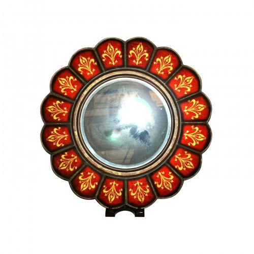 Miroir rond rouge soleil