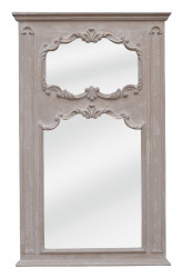 Miroir Trumeau blanc patine boiserie ivoire vieilli - 88 x 151 cm