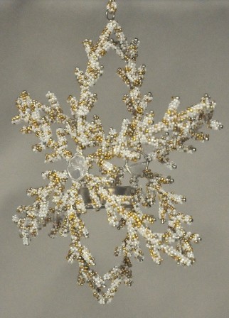 decoration flocon de neige etoile de neige lumignon Ivoire et or