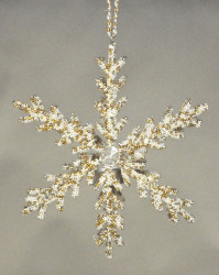 decoration flocon de neige etoile de neige lumignon Ivoire et or