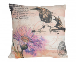 Coussin fleurs et corbeau coussin Oiseau